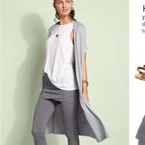 CAbi Light Gray Knitted Hooded Cardigan Duster Sweater Size XL